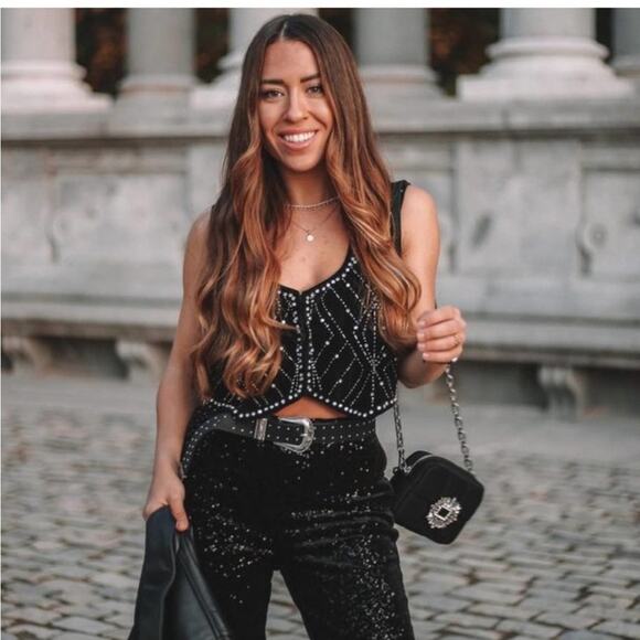 Zara Black Jewel Rhinestone BEADED MINI Quilted CROSSBODY BAG - Picture 7 of 16